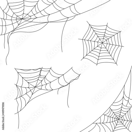 Set with spider web. Halloween decoration.