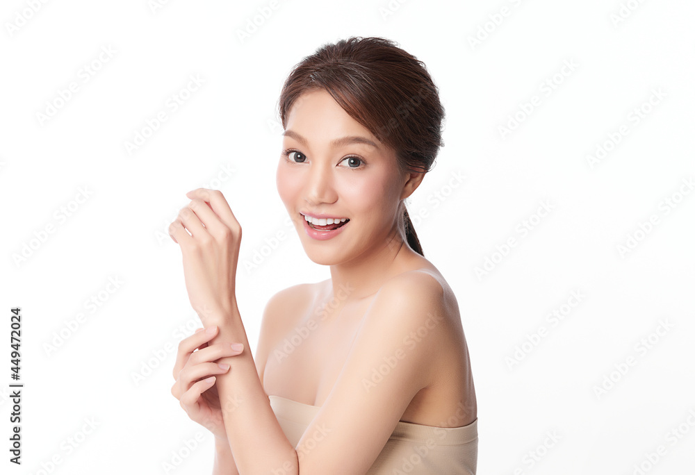 Beautiful young asian woman with clean fresh skin on white background, Face care, Facial treatment, Cosmetology, beauty and spa, Asian women portrait. Beautiful young asian woman with clean fresh skin on white background, Face care, Facial treatment, Cosmetology, beauty and spa, Asian women portrait.