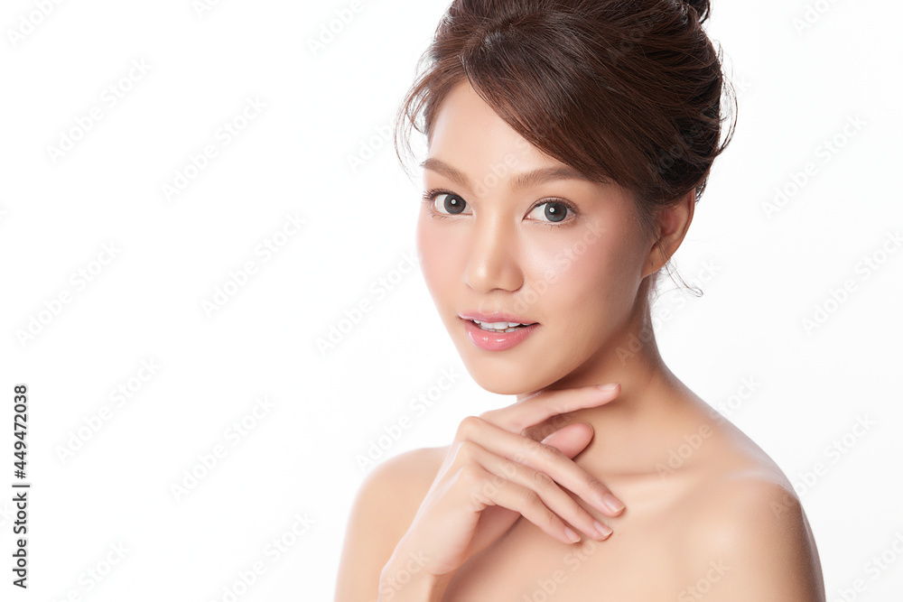 Beautiful young asian woman with clean fresh skin on white background, Face care, Facial treatment, Cosmetology, beauty and spa, Asian women portrait. Beautiful young asian woman with clean fresh skin on white background, Face care, Facial treatment, Cosmetology, beauty and spa, Asian women portrait.