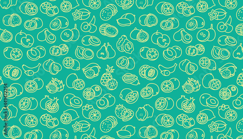 Seamless pattern with fruit icons .