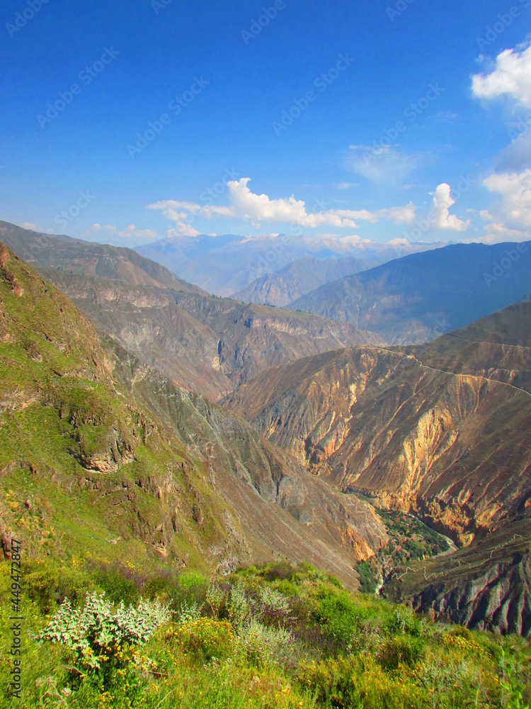 Fototapeta premium Montañas y naturaleza en el Cañón del Colca, Arequipa, Perú. fotografía de naturaleza
