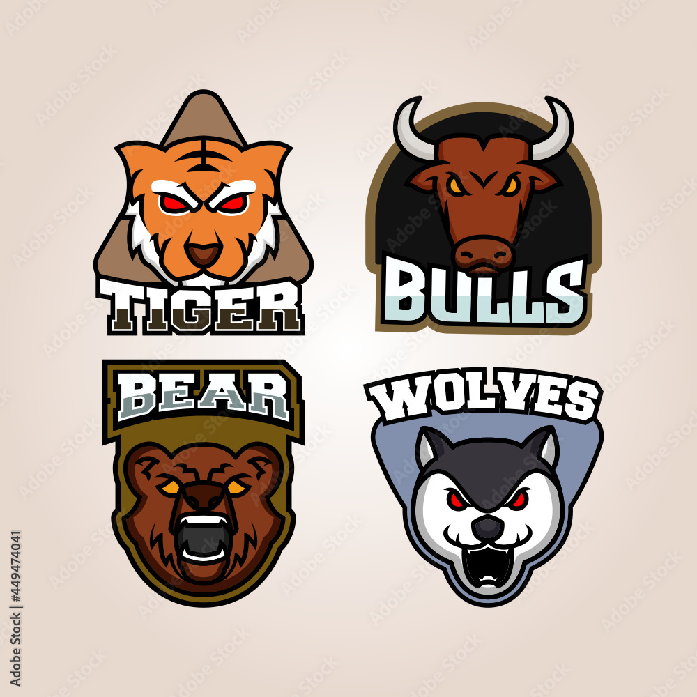 Wild animal badge logo design template