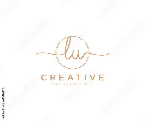 initial LU Feminine logo beauty monogram and elegant logo design, handwriting logo of initial signature, wedding, fashion, floral and botanical with creative template. photo