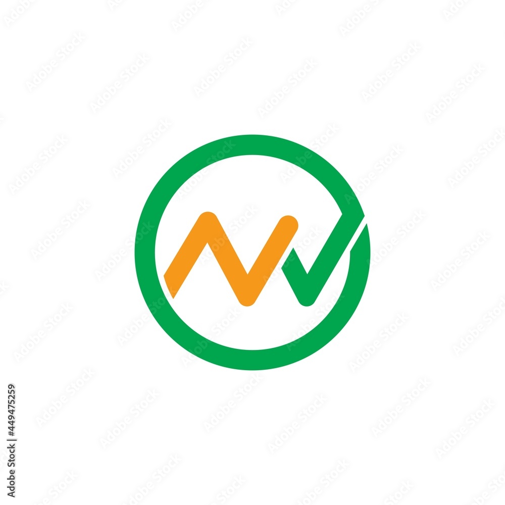n Letter green check mark or nw letter circle icon Template Vector illustration design n Letter green check mark or nw letter circle icon Template Vector illustration design