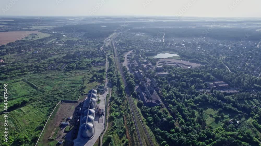 New industrial grain silos grain storage tanks from drone New industrial grain silos grain storage tanks from drone