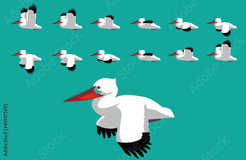 Animal Animation Sequence Dalmatian Pelican Flying Cartoon Vector