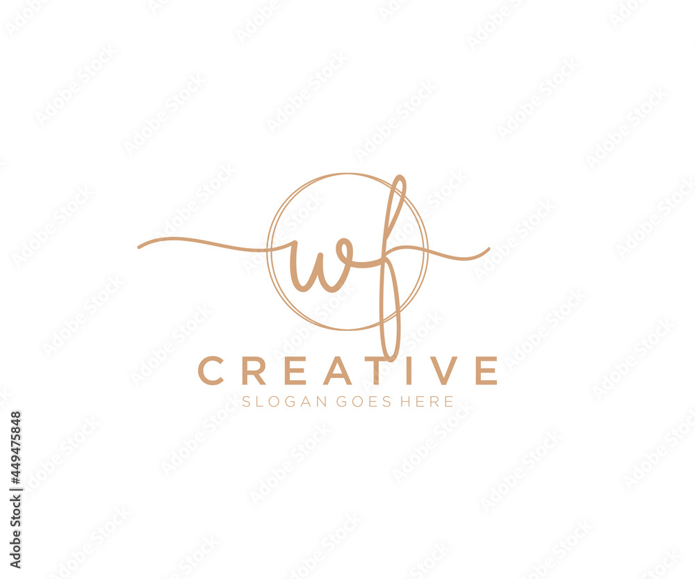 initial WF Feminine logo beauty monogram and elegant logo design ...