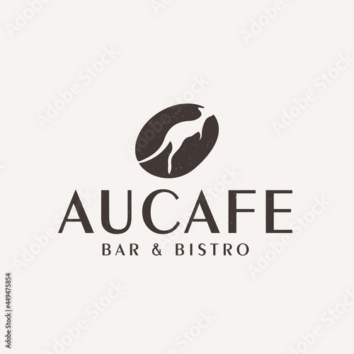 kangaroo with coffee bean logo vintage style vector suitable for coffee shop and cafe