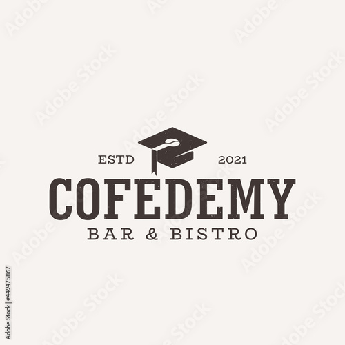 graduate coffee bean logo suitable for coffee shop vintage style