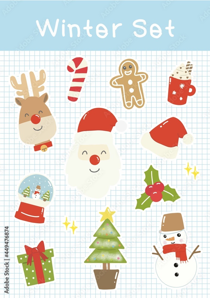 Santa Clause sticker set and planner sticker