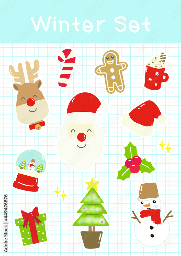 Santa Clause Sticker set and planner sticker