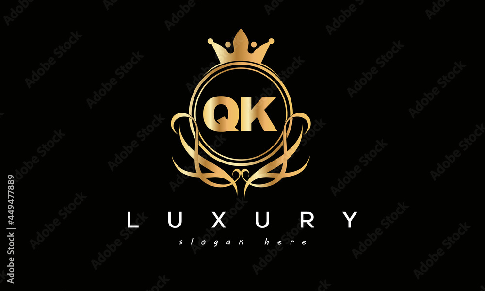 QK royal premium luxury logo with crown QK royal premium luxury logo with crown