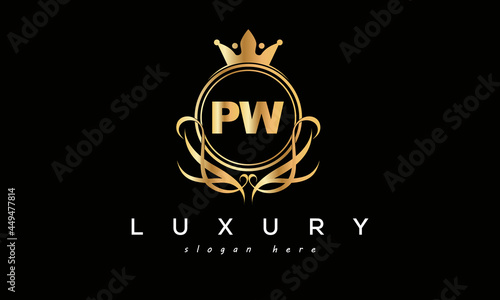 PW royal premium luxury logo with crown 