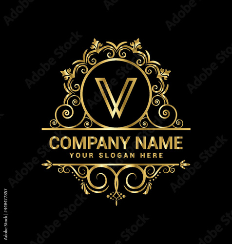 v Letter Logo luxury monogram logo Royalty Jewelry