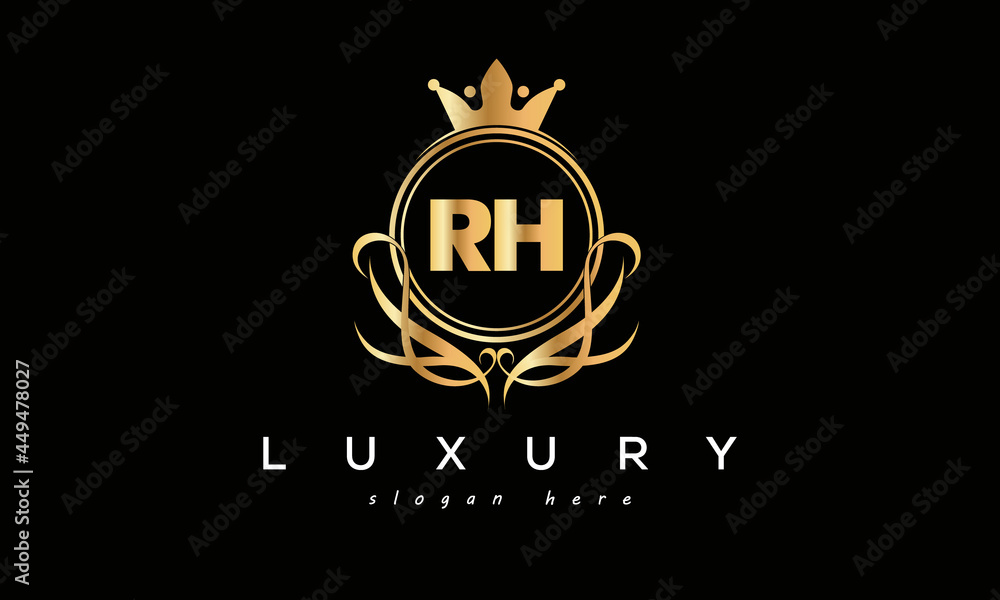 RH royal premium luxury logo with crown RH royal premium luxury logo with crown