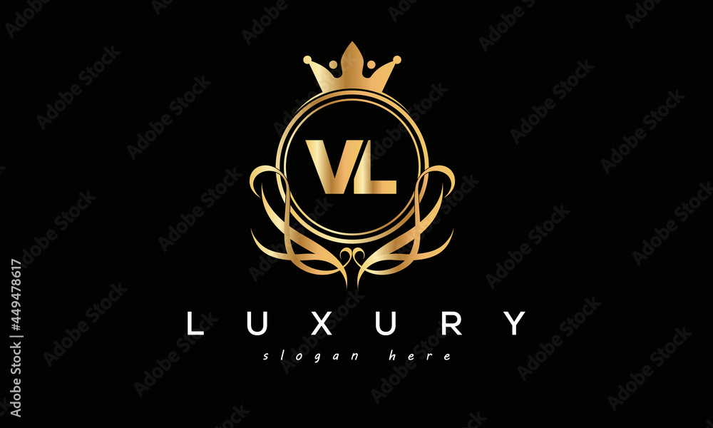 VL royal premium luxury logo with crown VL royal premium luxury logo with crown