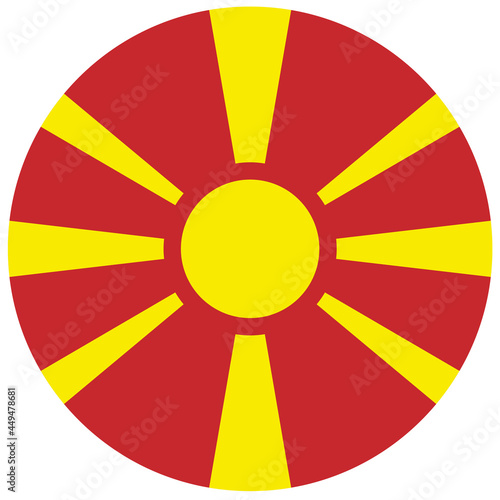 Colored North Macedonia flag. Vector illustration of circle North Macedonia flag