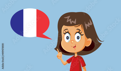 Little Girl Speaking French Vector Illustration