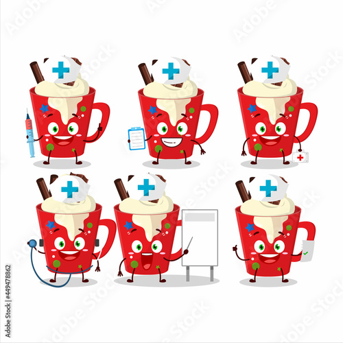 Doctor profession emoticon with Frappe Coffee cartoon character