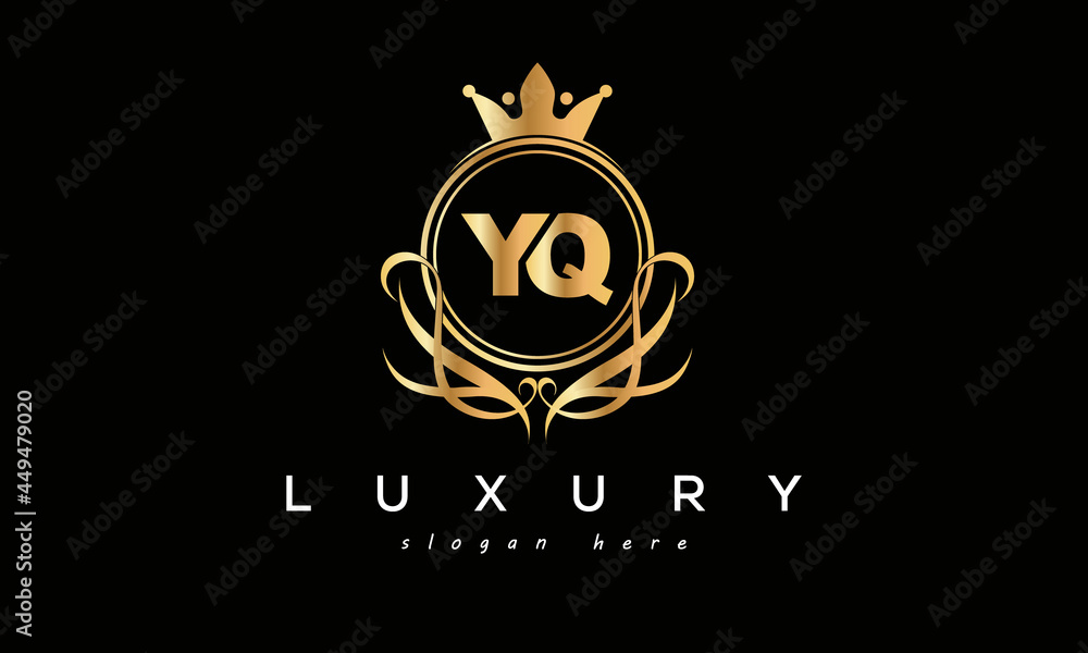 YQ royal premium luxury logo with crown YQ royal premium luxury logo with crown