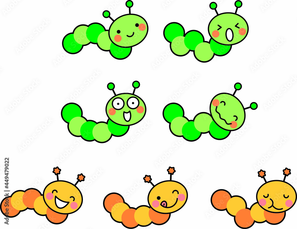 Obraz premium かわいいいもむし素材セット