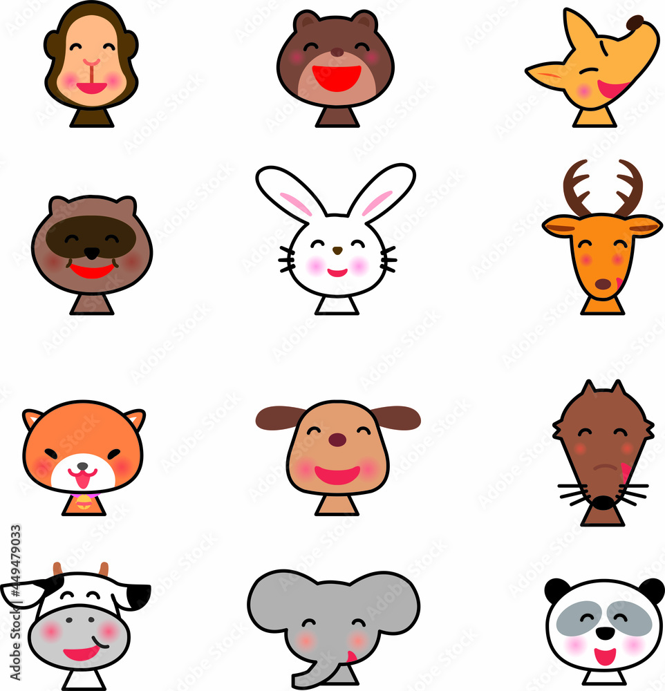 笑顔の動物素材セット 笑顔の動物素材セット