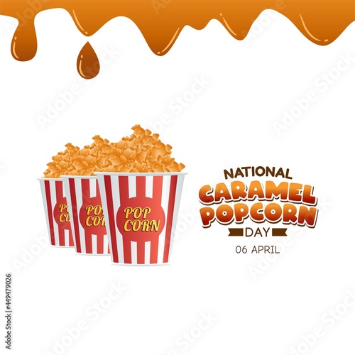 National caramel popcorn day vector illustration. Suitable for greeting card poster and banner.