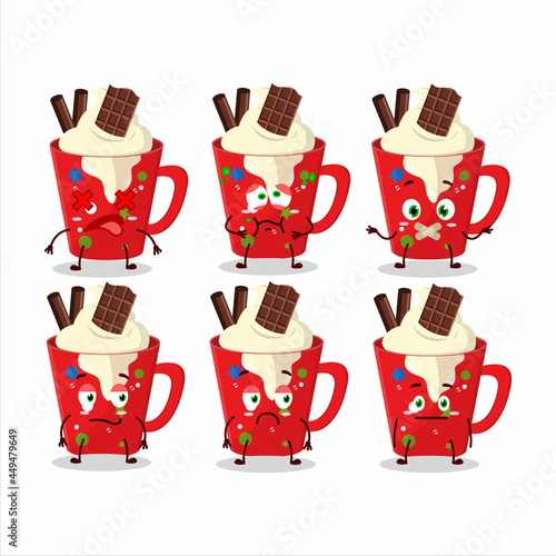 Frappe coffee cartoon character with nope expression