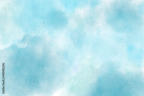 Watercolor illustration art abstract blue color texture background  clouds and sky pattern. Watercolor stain with hand paint