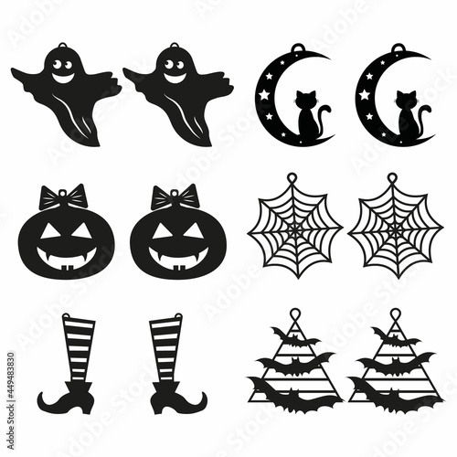 Earrings black pattern decor for Halloween, vector illustration photo