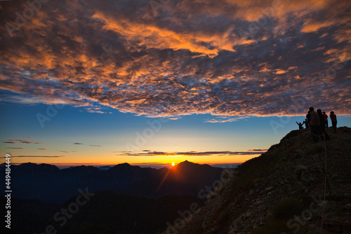 mt.tateyama trekking in summer, dawn, 真夏の立山トレッキングでの夜明けとご来光