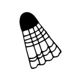 shuttlecock badminton. hand drawn doodle icon. vector, scandinavian, nordic, minimalism, monochrome. sports equipment.