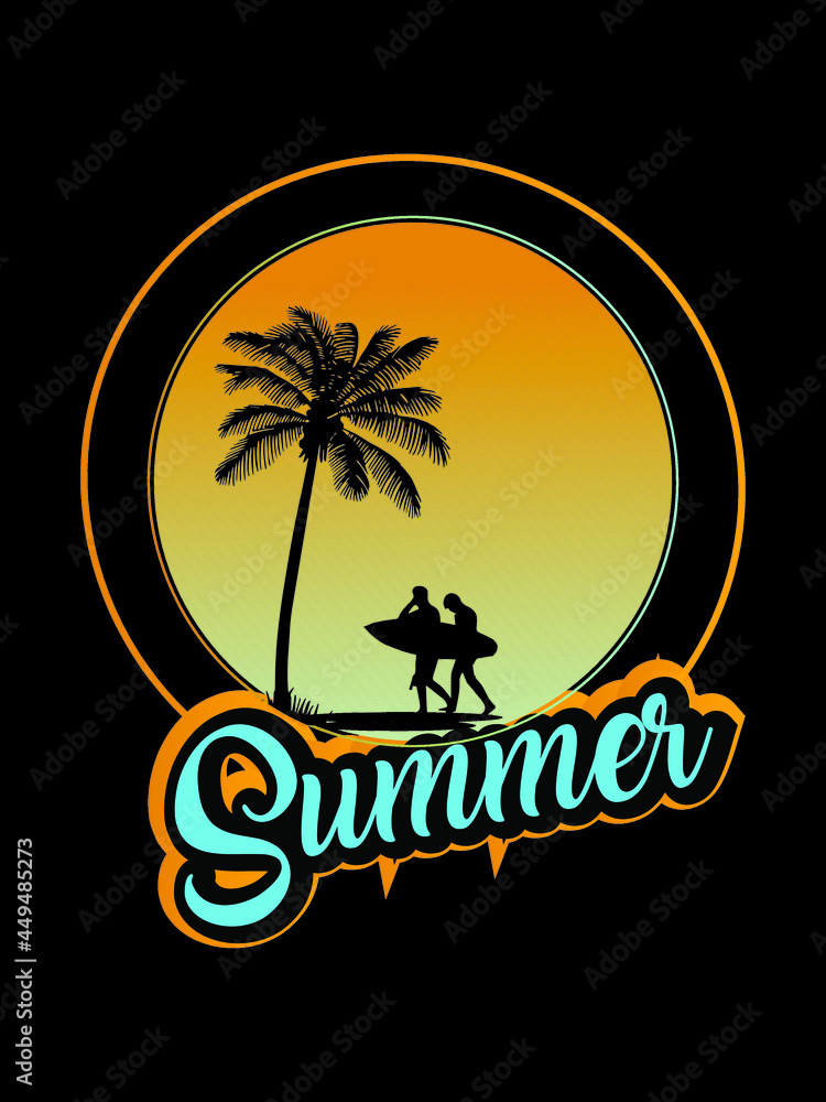 Good Vibes with the slogan on it.Vintage Tropical Graphic. Summer Graphic. Palm trees. T-shirt print and other uses. Apparel Print - Vector