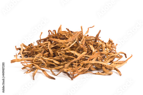 Dried Day Lily isolated on white background