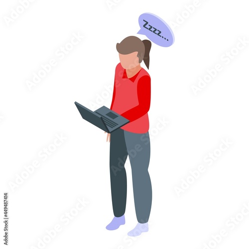Girl sleep problems icon isometric vector. Insomnia problem. Tired woman