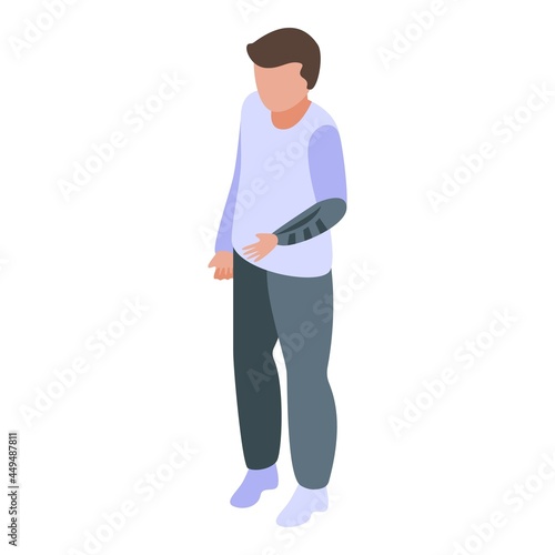 Boy prosthetic hand icon isometric vector. Doctor amputation. Artificial hand