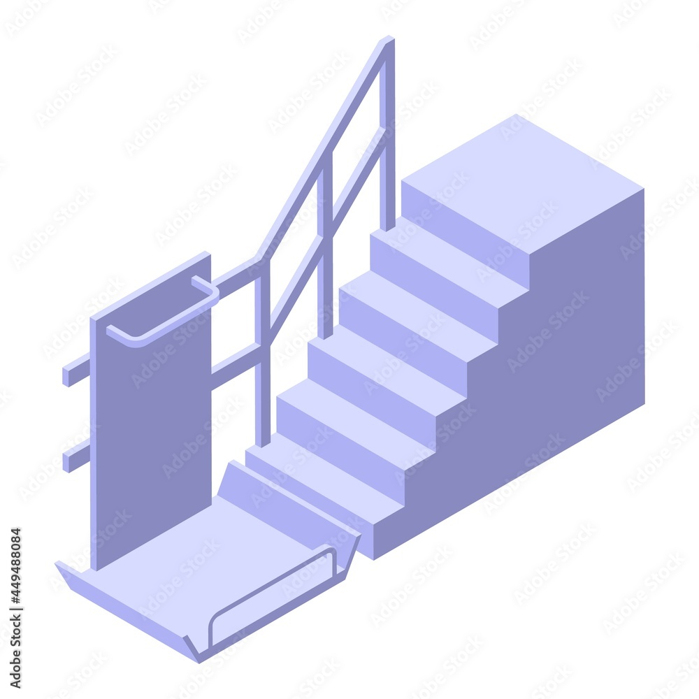 Fototapeta premium Accessible stairs icon isometric vector. Wheelchair environment. Access ramp