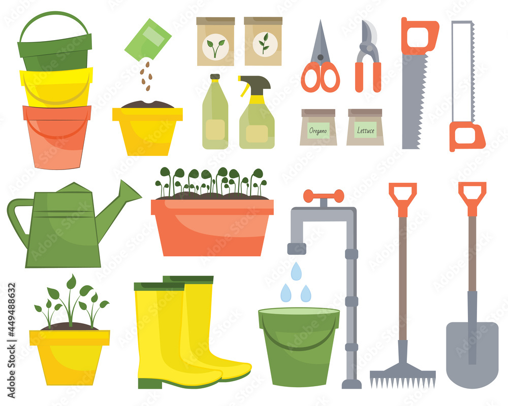 Garden tools isolated on white background. Spring farming icons. Set of gardening elements in hand drawn style. Various agricultural and garden equipment for farming, garden tool vector gardening. Garden tools isolated on white background. Spring farming icons. Set of gardening elements in hand drawn style. Various agricultural and garden equipment for farming, garden tool vector gardening.