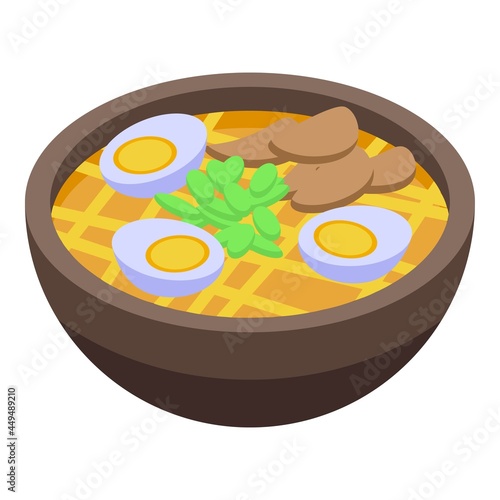 Egg pasta icon isometric vector. Food plate. Dinner lunch