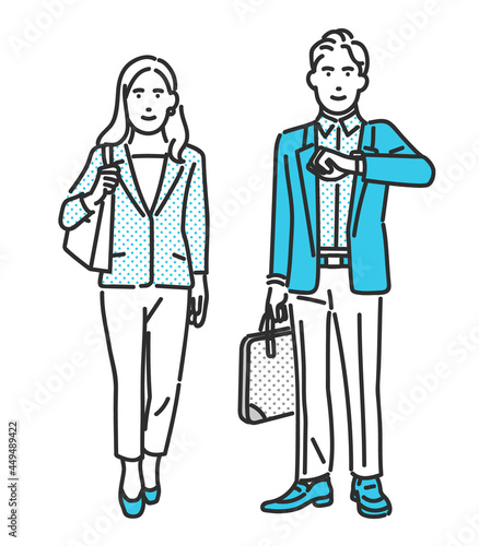 転職活動中の男女のイメージイラスト素材