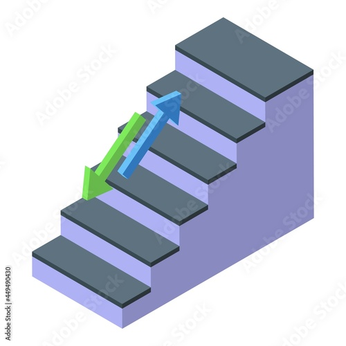 Evacuation stairs icon isometric vector. Emergency exit. Fire down