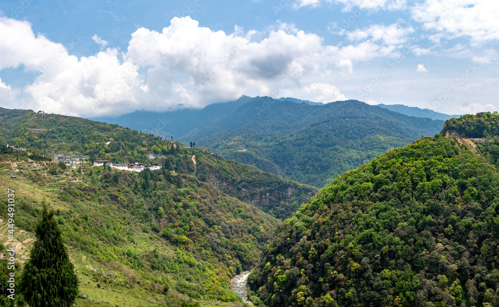 Landscape view of central part of Bhutan