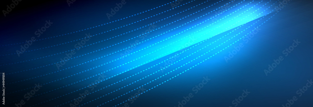 Neon shiny color background with light glowing wave line particles. Wallpaper background, design templates for business or technology presentations, internet posters or web brochure covers Neon shiny color background with light glowing wave line particles. Wallpaper background, design templates for business or technology presentations, internet posters or web brochure covers