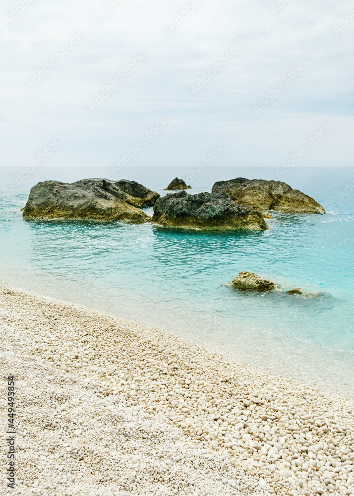 View at Ionian sea with rocks