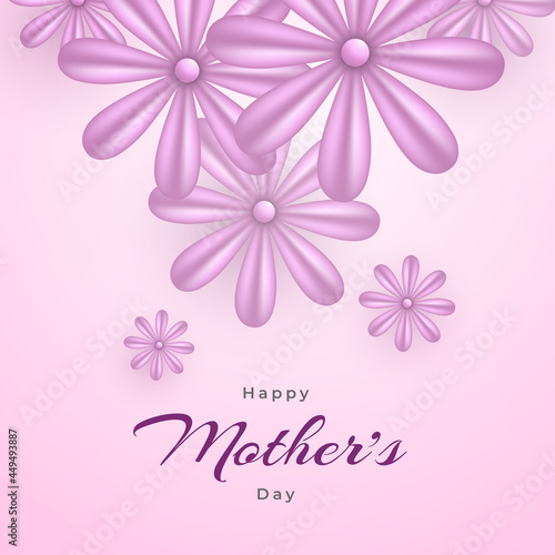 Happy mother's day wishing card with realistic floral design 