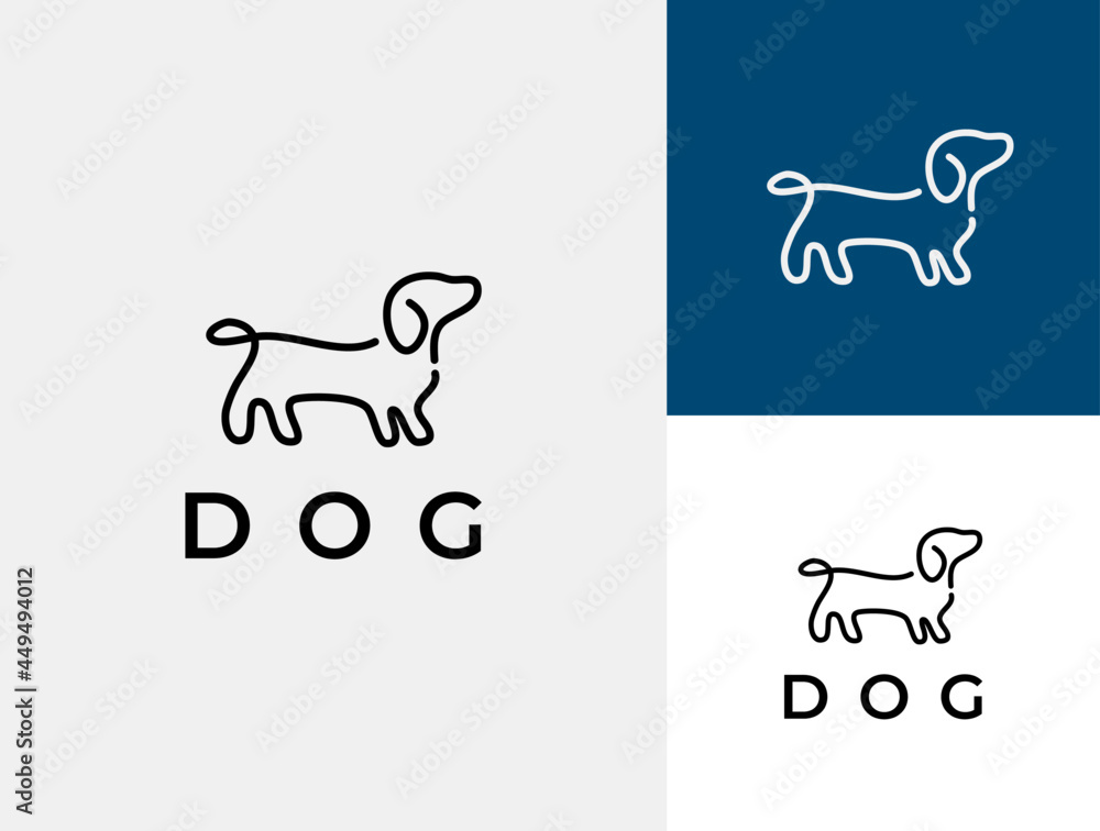 Dog animal pet shop ,cat Minimalist line logo design