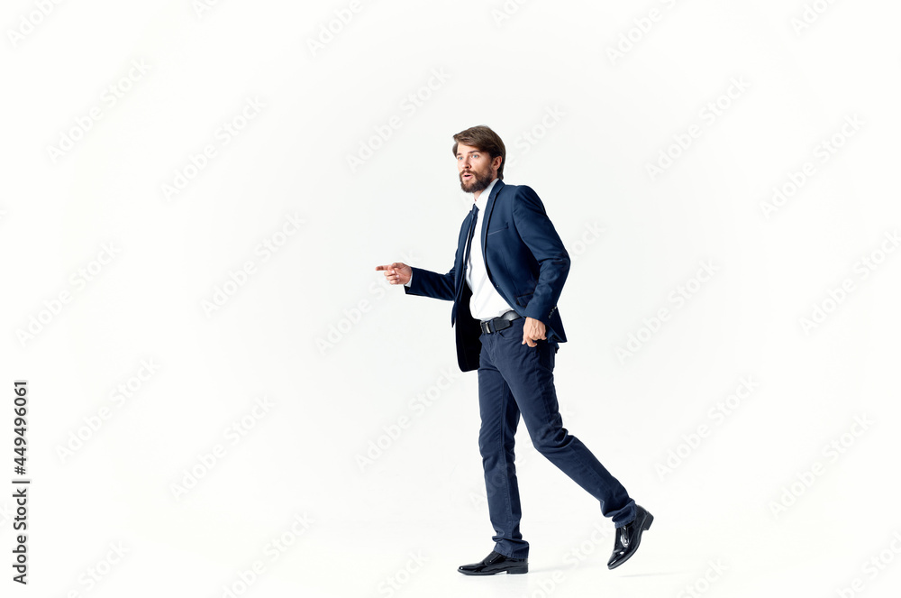 man in a jacket and tie emotions successful light background