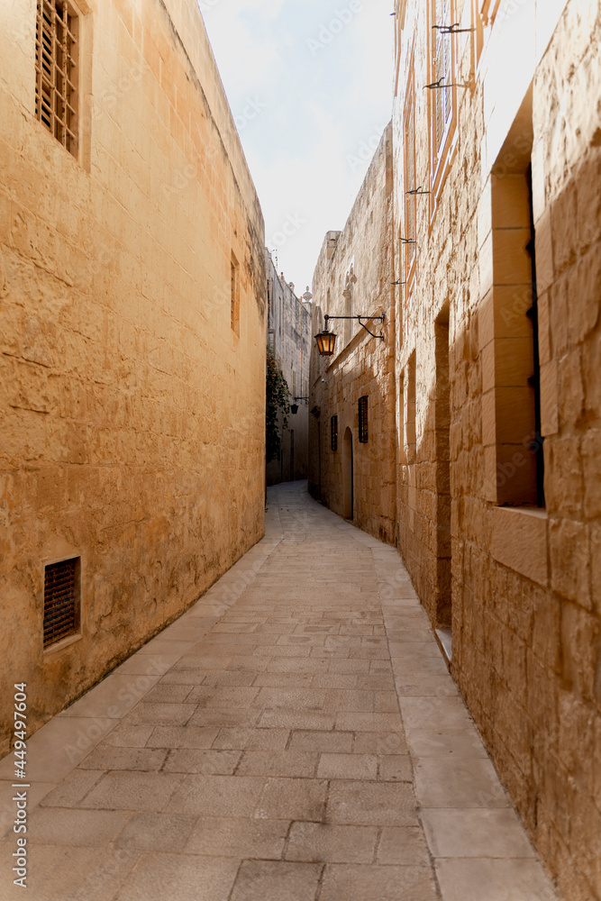 narrow alley in the fortress of mdina