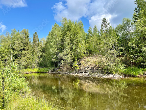 Fototapeta Naklejka Na Ścianę i Meble -  The Ushma River, a right tributary of the Lozva. Russia, Northern Urals