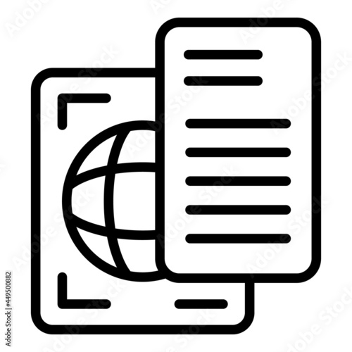 International document icon outline vector. Passport id. National pass